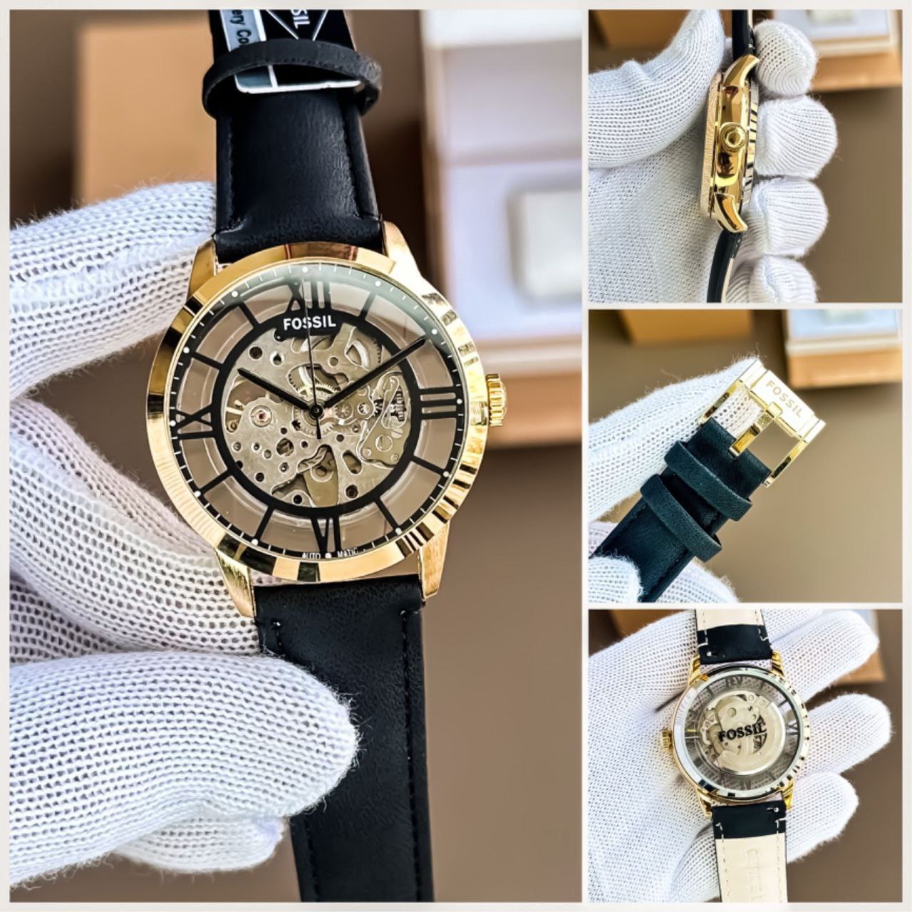 Fossil ME3098 Townsman Automatic Skeleton Watch – Black & Gold