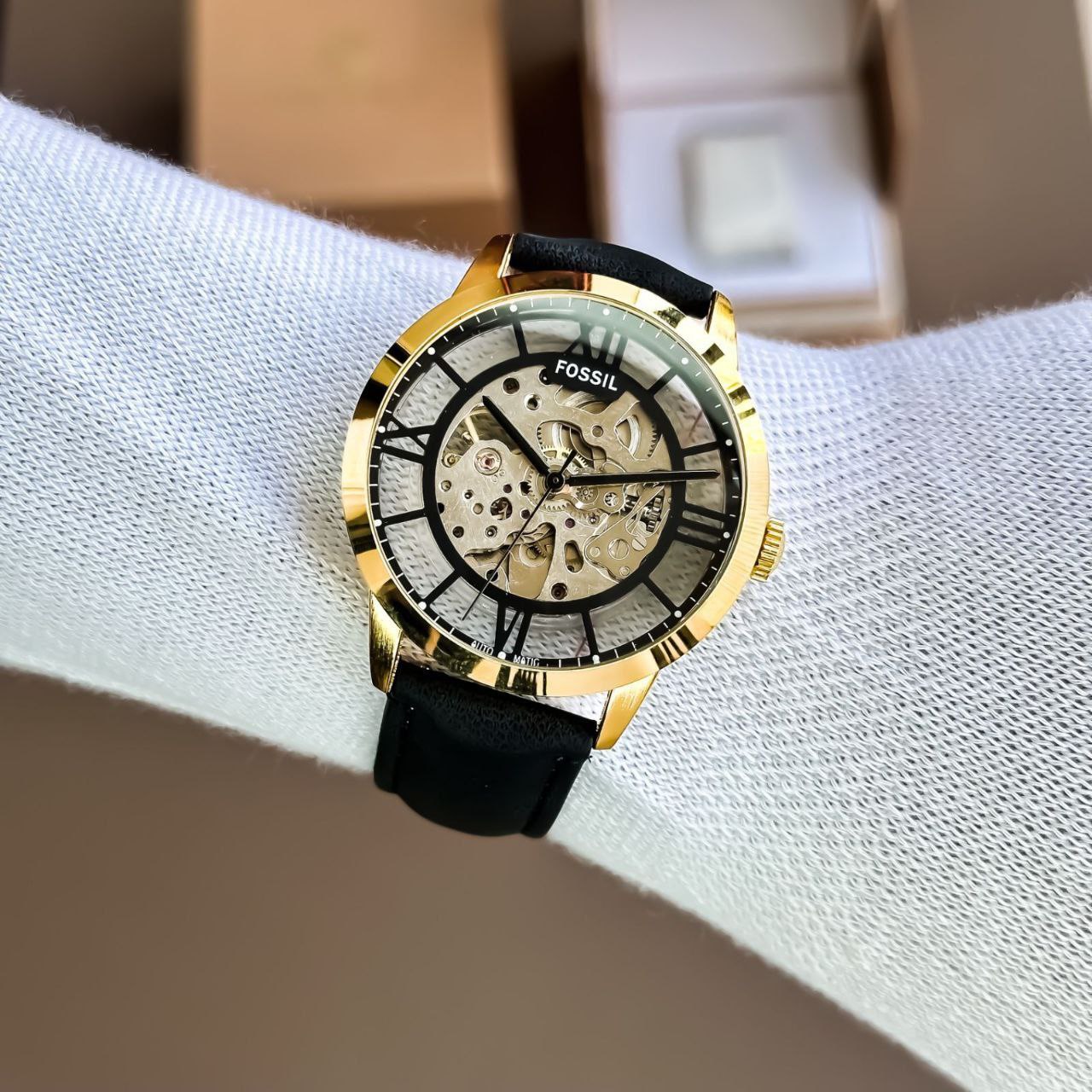 Fossil ME3098 Townsman Automatic Skeleton Watch – Black & Gold