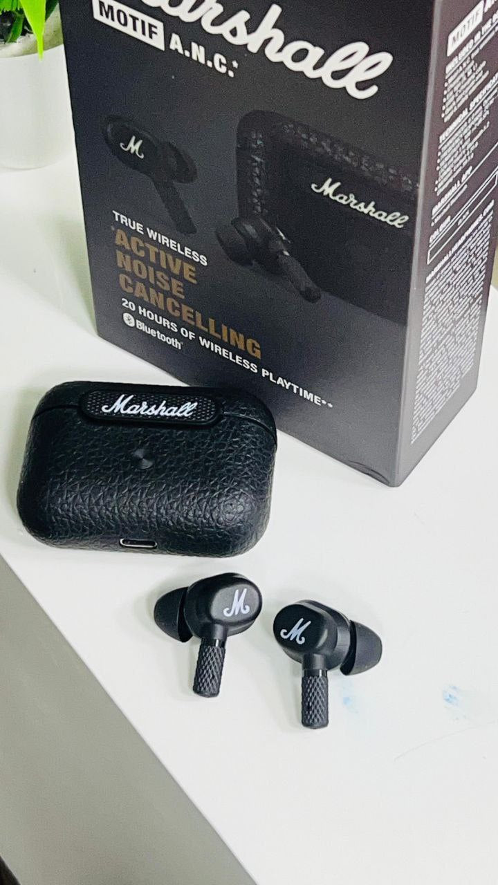 Marshall Motif Premium Wireless Earbuds – Leather Finish