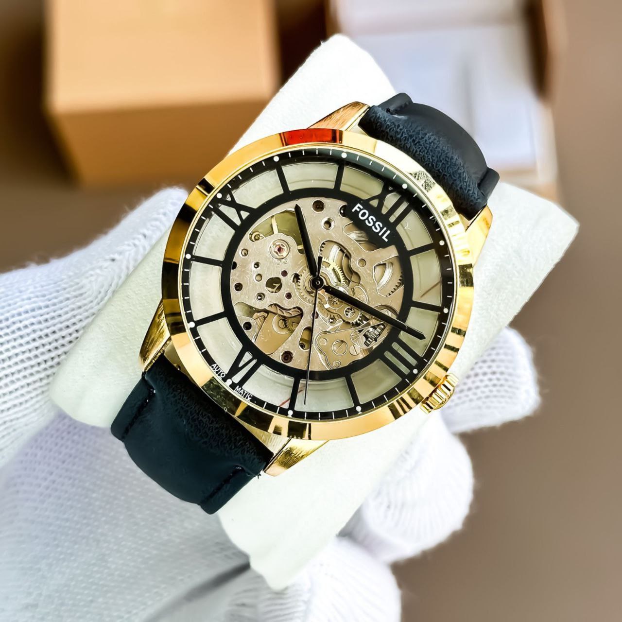 Fossil ME3098 Townsman Automatic Skeleton Watch – Black & Gold